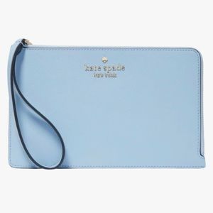 Kate Spade NY Staci Medium Leather Zip Wristlet - Celeste Blue